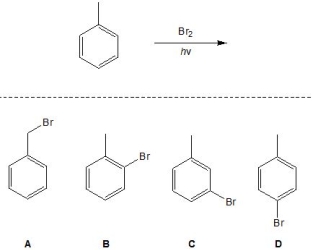 For the following reaction, pick out the major product:   A)  A B)  B C)  C D)  D