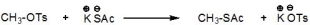 Match the chemical descriptors to the species in the following reaction:    -<sup>-</sup>OTs A)  Nucleophile B)  Leaving group<sup> </sup><sup> </sup> C)  Electrophile D)  Counter ion