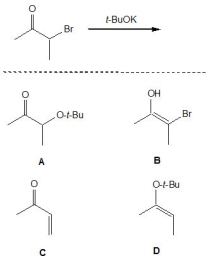 For the following reaction, pick out the major product:   A)  A B)  B C)  C D)  D