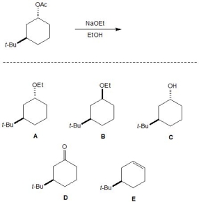 Which is the major product of the following reaction?   A)  A B)  B C)  C D)  D E)  E