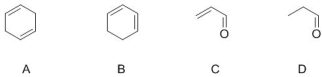 <strong>Select molecules below that have conjugated double bonds (select all correct answers)  </strong> A) B B) C C) D D) A <div style=padding-top: 35px> 