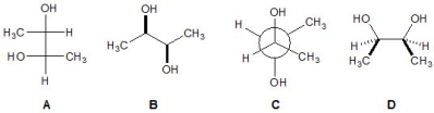 From the following molecules, A-D, pick out those which represent meso-2,3-dihydrobutane:   A)  Molecule A B)  Molecule B C)  Molecule C D)  MoleculeD