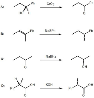 From the following reactions, A-D, pick out the one which involves racemisation:   A)  A B)  B C)  C D)  D