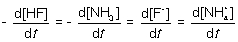 <strong>For the following elementary reaction: HF + NH<sub>3</sub> → F<sup>-</sup> + NH<sub>4</sub><sup>+</sup>. The rate of consumption of the reactants and rate of formation of products is given by which set of expressions?</strong> A) B) C) D)