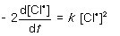 <strong>For the following gas-phase bimolecular elementary reaction 2Cl<sup>● </sup>→ Cl<sub>2</sub>, which rate equation, expressed in terms of a differential, shows the relationship between the rate of consumption of reactant and rate of reaction?</strong> A) B) C) D)