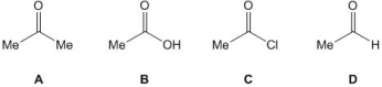 Which of the following compounds is a carboxylic acid?   A)  A B)  B C)  C D)  D