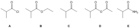 Which of the following compounds A-E is an anhydride?   A)  A B)  B C)  C D)  D E)  E