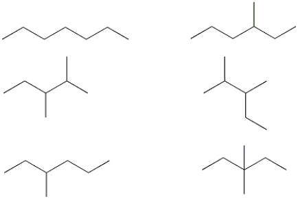 How many different structural isomers are there here?   A)  Two B)  Three C)  Four D)  Five E)  Six