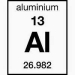 Pictured here is the periodic table block for the element aluminium. How much does one atom of aluminium weigh?   A)  13 g B)  13 amu C)  26.982 g D)  26.982 amu E)  Not enough information is given.
