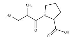 Identify the functional groups contained in the following molecule, from left to right.   A)  thiol, ketone, amine, carboxylic acid B)  thioether, amide, carboxylic acid C)  thiol, amide, ester D)  thiol, amide, carboxylic acid E)  thioether, ketone, amine, ester