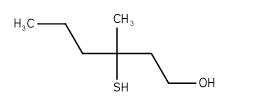 For 3-methyl-3-sulfanylhexan-1-ol, a compound found in human sweat, pictured here,   -identify functional group(s).<div style=padding-top: 35px> 