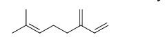 The following molecule is myrcene, found in lemongrass tea. It has an analgesic (pain-relieving)  effect, and is likely responsible for the tea's medicinal properties. Choose the correct chemical formula for myrcene.   A)  C<sub>8</sub>H<sub>12</sub> B)  C<sub>8</sub>H<sub>14</sub> C)  C<sub>10</sub>H<sub>16</sub> D)  C<sub>1</sub><sub>0</sub>H<sub>18</sub> E)  C<sub>1</sub><sub>0</sub>H<sub>14</sub>