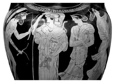 <strong> Here we see Odysseus (on the left, naked) not long after he has washed up on the island of the Phaeacians; who, then, are the two central female figures?</strong> A) Circê B) Nausicaä C) Athena D) Calypso