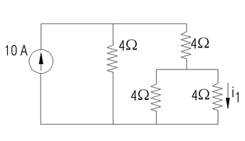 For the diagram shown, find I<sub>1</sub>, in amperes.   A)  1 A B)  2 A C)  4 A D)  6 A