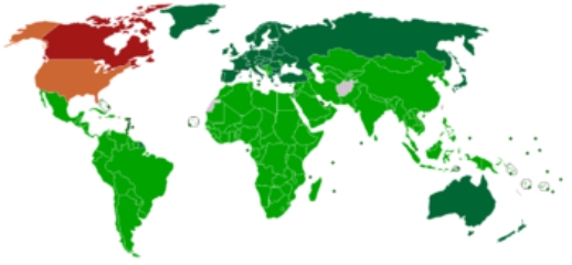 Refer to the map below of the Kyoto Protocol participation as of February, 2012. The Kyoto Protocol is an international environmental treaty aimed to reduce greenhouse gases that may lead to climate change. This example demonstrates   (Key: Green = countries that have ratified the treaty; brown = no intention to ratify; red = countries which have withdrawn from the Protocol; grey = no position taken or position unknown.)  (Source: http://en.wikipedia.org/wiki/Kyoto_Protocol)  A)  that humans are willing to work together to change their environmental behaviors even if problems occur outside of their immediate living space. B)  that strategies used in game theory can break down when there are many players, some of which do not want to cooperate. C)  a model in science that predicts temperature changes over time in relation to climate change. D)  how the scientific method can work toward solving serious environmental problems globally. E)  that statistical analyses can help deal with uncertainty in environmental science studies.