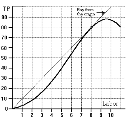 Use the following to answer questions below:    -Refer to the total product (TP)  curve graph. At approximately what quantity of labor is the marginal product of labor closest to its maximum value? A)  2 B)  5 C)  8 D)  9.5