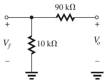     Figure 13.1.1 (a) With  V_{G 8}=V_{G 7}=V_{G 5}=-1.5 \mathrm{~V} ,  V_{G S 5}=V_{G S 7}=V_{G S 8}=1 \mathrm{~V}  Thus, each of  Q_{5}, Q_{7} , and  Q_{8}  is operating at  V_{O V}=1-0.6=0.4 \mathrm{~V}  To obtain  I_{D 1}=I_{D 2}=50 \mu \mathrm{A} , we must establish  I_{D 5}=100 \mu \mathrm{A}  Thus,  I_{\mathrm{REF}}=I_{D 8}=I_{D 5}=100 \mu \mathrm{A}  But  \begin{aligned} I_{\mathrm{REF}} & =\frac{V_{D D}-V_{G 8}}{R} \\ 0.1 & =\frac{2.5-(-1.5)}{R} \\ \Rightarrow R & =40 \mathrm{k} \Omega \end{aligned}  For each of  Q_{5}, Q_{7} , and  Q_{8} ,  \begin{aligned} I_{D} & =\frac{1}{2}\left(\mu_{n} C_{O x}\right)\left(\frac{W}{L}\right) V_{O V}^{2} \\ 100 & =\frac{1}{2} \times 200 \times\left(\frac{W}{L}\right) \times 0.4^{2} \\ \Rightarrow \frac{W}{L} & =6.25 \end{aligned}  Thus,  W_{5}=W_{7}=W_{8}=6.25 \times 0.8=5 \mu \mathrm{m} . (b) For each of  Q_{1}  and  Q_{2} ,  \begin{aligned} I_{D} & =\frac{1}{2}\left(\mu_{n} C_{O x}\right)\left(\frac{W_{1,2}}{L}\right) V_{O V 1,2}^{2} \\ 50 & =\frac{1}{2} \times 200 \times \frac{W_{1,2}}{L} \times 0.2^{2} \\ \Rightarrow \frac{W_{1,2}}{L} & =12.5 \\ \Rightarrow W_{1} & =W_{2}=12.5 \times 0.8=10 \mu \mathrm{m} \end{aligned}  (c)  \begin{aligned} V_{G 3}=V_{G 4} & =+1.5 \mathrm{~V} \\ \Rightarrow V_{S G 3}=V_{S G 4} & =1 \mathrm{~V} \\ \Rightarrow\left|V_{O V 3,4}\right| & =0.4 \mathrm{~V} \end{aligned}  For  Q_{3}  and  Q_{4} ,  \begin{aligned} I_{D} & =\frac{1}{2}\left(\mu_{p} C_{O x}\right)\left(\frac{W_{3,4}}{L}\right)\left|V_{O V 3,4}\right|^{2} \\ 50 & =\frac{1}{2} \times 100 \times \frac{W_{3,4}}{L} \times 0.4^{2} \\ \Rightarrow \frac{W_{3,4}}{L} & =6.25 \mu \mathrm{m} \\ \Rightarrow W_{3} & =W_{4}=6.25 \times 0.8=5 \mu \mathrm{m} \end{aligned}  (d) For matched conditions,  \begin{aligned} V_{D 4} & =V_{G 4}=+1.5 \mathrm{~V} \\ \Rightarrow V_{G 6} & =+1.5 \mathrm{~V} \\ V_{S G 6} & =1 \mathrm{~V} \end{aligned}  Thus,  Q_{6}  will be operating at  \left|V_{O V}\right|=0.4 \mathrm{~V} . For zero dc output current,  I_{D 6}=I_{D 7}=100 \mu \mathrm{A}  Thus,  \begin{aligned} 100 & =\frac{1}{2}\left(\mu_{p} C_{o x}\right)\left(\frac{W_{6}}{L}\right)\left|V_{O V 6}\right|^{2} \\ 100 & =\frac{1}{2} \times 100 \times \frac{W_{6}}{L} \times 0.4^{2} \\ \Rightarrow \frac{W_{6}}{L} & =12.5 \\ \Rightarrow W_{6} & =12.5 \times 0.8=10 \mu \mathrm{m} \end{aligned}  (e)  \begin{aligned} V_{I C M \max } & =V_{D 1}+V_{t n}=+1.5+0.6=+2.1 \mathrm{~V} \\ V_{I C M \min } & =-V_{S S}+V_{O V 5}+V_{G S 1} \\ & =-2.5+0.4+(0.6+0.2)=-1.3 \mathrm{~V} \end{aligned}  Thus,  -1.3 \mathrm{~V} \leq V_{I C M} \leq+2.1 \mathrm{~V}  (f)  \begin{aligned} v_{O \max } & =V_{D D}-\left|V_{O V 6}\right| \\ & =+2.5-0.4=+2.1 \mathrm{~V} \\ v_{O \min } & =-V_{S S}+V_{O V 7} \\ & =-2.5+0.4=-2.1 \mathrm{~V} \end{aligned}  Thus,  -2.1 \mathrm{~V} \leq v_{O} \leq+2.1 \mathrm{~V}  (g)  \begin{aligned} g_{m 1} & =g_{m 2}=\frac{2 I_{D 1,2}}{V_{O V 1,2}} \\ & =\frac{2 \times 0.05}{0.2}=0.5 \mathrm{~mA} / \mathrm{V} \\ r_{o 2} & =\frac{V_{A}}{I_{D 2}}=\frac{20 \mathrm{~V}}{50 \mu \mathrm{A}}=400 \mathrm{k} \Omega \\ r_{o 4} & =\frac{\left|V_{A}\right|}{I_{D 4}}=\frac{20 \mathrm{~V}}{50 \mu \mathrm{A}}=400 \mathrm{k} \Omega \end{aligned}  (h)  \begin{aligned} A_{1} & \equiv \frac{v_{o 1}}{v_{i d}}=g_{m 1,2}\left(r_{o 2} \| r_{o 4}\right) \\ & =0.5 \times(400 \| 400)=100 \mathrm{~V} / \mathrm{V} \end{aligned}  (i)  \begin{aligned} g_{m 3} & =\frac{2 I_{D 3}}{\left|V_{O V 3}\right|}=\frac{2 \times 0.05}{0.4}=0.25 \mathrm{~mA} / \mathrm{V} \\ R_{S S} & =\frac{V_{A}}{I_{D 5}}=\frac{20}{0.1}=200 \mathrm{k} \Omega \\ A_{c m} & =-\frac{1}{2 g_{m 3} R_{S S}} \\ & =-\frac{1}{2 \times 0.25 \times 200}=-0.01 \mathrm{~V} / \mathrm{V} \\ \mathrm{CMRR} & =\frac{\left|A_{d 1}\right|}{\left|A_{c m}\right|}=\frac{100}{0.01}=10^{4} \end{aligned}  or  80 \mathrm{~dB} . (j)  \begin{gathered} g_{m 6}=\frac{2 I_{D 6}}{\left|V_{O V 6}\right|}=\frac{2 \times 0.1}{0.4}=0.5 \mathrm{~mA} / \mathrm{V} \\ r_{o 6}=r_{o 7}=\frac{\left|V_{A}\right|}{I_{D 6,7}}=\frac{20}{0.1}=200 \mathrm{k} \Omega \end{gathered}  (k)  \begin{aligned} A_{2} & =\frac{v_{o}}{v_{o 1}}=-g_{m 6}\left(r_{o 6} \| r_{o 7}\right) \\ & =-0.5(200 \| 200)=-50 \mathrm{~V} / \mathrm{V} \end{aligned}  (1)  \begin{aligned} & \frac{v_{o}}{v_{i d}}=A_{1} A_{2}=100 \times-50=-5000 \mathrm{~V} / \mathrm{V} \\ & R_{o}=r_{o 6}\left\|r_{o 7}=200\right\| 200=100 \mathrm{k} \Omega \end{aligned}  (m)     A_{f}=\frac{A}{1+A \beta}  where  A=5000  and  \beta=1 . Thus,  \begin{aligned} A_{f} & =\frac{5000}{5001}=0.9998 \mathrm{~V} / \mathrm{V} \\ R_{o f} & =\frac{R_{o}}{1+A \beta} \\ & =\frac{100 \mathrm{k} \Omega}{5001}=20 \Omega \end{aligned}  (n)    Figure 13.1.4   Figure 13.1.5    Figure 13.1.6 The feedback amplifier is shown in Fig. 13.1.4, the  \beta  network in Fig. 13.1.5, and the  A  circuit in Fig. 13.1.6. The gain  A  becomes  A=A_{1} A_{2}^{\prime}  where  A_{1}=100 \mathrm{~V} / \mathrm{V}  and  \begin{aligned} A_{2}^{\prime} & =g_{m 6}\left[r_{o 6}\left\|r_{o 7}\right\|(90+10)\right] \\ & =0.5[200\|200\| 100] \\ A_{2}^{\prime} & =25 \mathrm{~V} / \mathrm{V} \end{aligned}  Thus,  \begin{aligned} A & =100 \times 25=2500 \mathrm{~V} / \mathrm{V} \\ \beta & =\frac{10}{90+10}=0.1 \\ A_{f} & \equiv \frac{V_{o}}{V_{S}}=\frac{A}{1+A \beta} \\ & =\frac{2500}{1+2500 \times 0.1}=\frac{2500}{251} \\ & =9.96 \mathrm{~V} / \mathrm{V} \\ R_{O} & =r_{o 6}\left\|r_{o}\right\|(90+10) \\ & =200\|200\| 100=50 \mathrm{k} \Omega \\ R_{o f} & =\frac{R_{O}}{1+A \beta}=\frac{50 \mathrm{k} \Omega}{251} \simeq 200 \Omega \end{aligned}