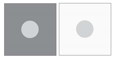    Are you able to determine which of the above circles is brighter than the other? Explain in your own words what mechanism of your visual processing center enables or inhibits this visual discrimination.