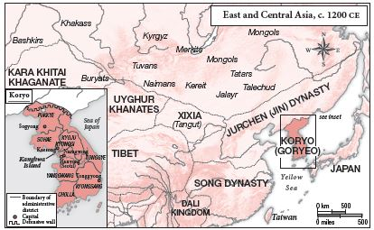   -Looking at Map 6.1, Korea's defensive wall separated it from ________. A)  the Uyghur Khanates B)  Song China C)  Japan D)  the Jurchens