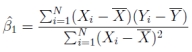 Please look at the equation below and pick the best answer   A)  B1hat will be positive if Y tends to be above its mean when X tends to be above its mean. B)  The sign of B1 will be the same sign as the denominator. C)  Xi can never equal X-bar for any observation D)  B1hat will be positive if Xi is always above X-bar.