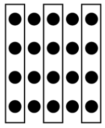 Refer to the figure.   Which Gestalt grouping principle might lead you to organize the elements into rows? A)  Similarity B)  Proximity C)  Common region D)  Parallelism E)  Good continuation