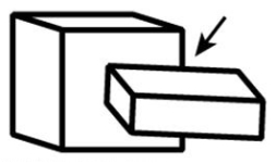 Refer to the figure.   The  T  junction the arrow is pointing to represents which of the following? A)  Interior corner B)  Exterior corner C)  Occlusion D)  Relatability E)  An accidental feature