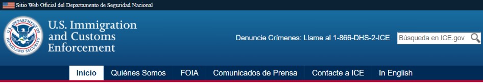 <strong>Below are screen shots of the main navigation bar of the U.S. Immigration and Customs Enforcement ( HYPERLINK https://www.ice.gov/ https://www.ice.gov/). Image 1 is the English version, and image 2 is the Spanish (español) version of the same website. What unethical communicative practice could the U.S. government be in violation of? </strong> A) Promotion of prejudice. B) Stealing copyright material. C) Displaying misleading figures. D) Displaying too many illustrations.