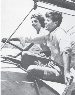   -Images like this one, of Kennedy sailing with his wife, contributed to his image as_______ A)  An intellectual B)  A leader out of touch with the American people C)  The youthful, romantic, American royal family D)  A president who spent all his time on vacation