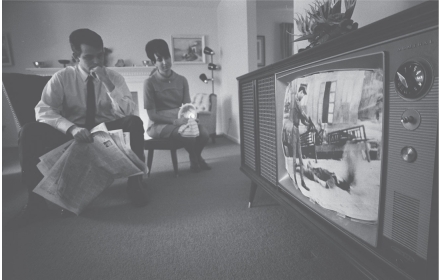   -This image illustrates a major difference between the Vietnam War and earlier wars A)  The role of government propaganda B)  Incompetent leadership C)  A free press D)  Television, which brought the war right into people's homes nightly