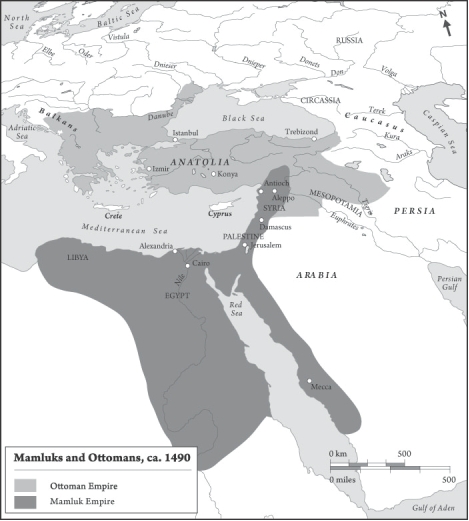   How did the Latin West respond to the scenario depicted in this map? A)  Crusades were launched to defend the Byzantine empire B)  Treaties were made with the Mamluks and Ottomans C)  The Latin West joined in the despoliation of Byzantium D)  The Latin West did nothing to intervene