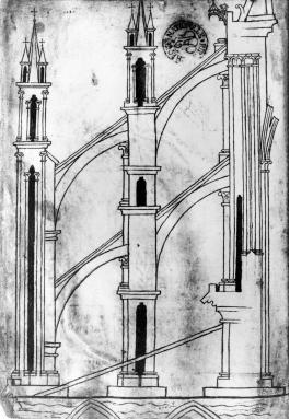   What Gothic feature is enabled by the introduction of flying buttresses? A)  Larger windows filled with stained glass B)  Barrel vaults C)  North and south towers D)  Apses behind the altar