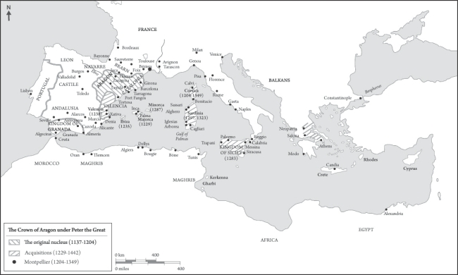   Under Peter the Great, which territory of the Crown of Aragon was the most eastern? A)  The island of Sicily B)  Part of the Greek peninsula C)  The island of Majorca D)  The kingdom of Valencia