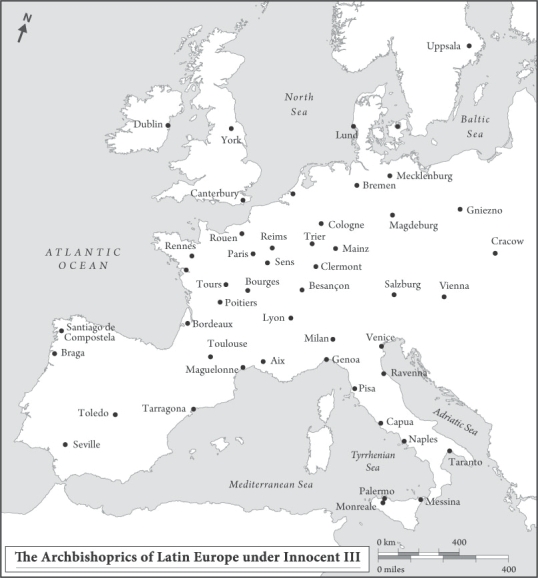<strong>  With what technique did Innocent III manage, direct, and standardize these archbishops and their subordinates?</strong> A) He called them all to the Fourth Lateran Council B) He gave them free rein to rule their dioceses as they saw fit C) He disseminated written codes of canon law D) He handed control to his council of cardinals to regulate them <div style=padding-top: 35px> 