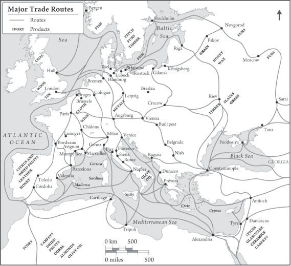  Which area was the chief exporter of ceramics and spices? A)  The Iberian peninsula B)  The Arabian peninsula C)  Scandinavia D)  Central Europe