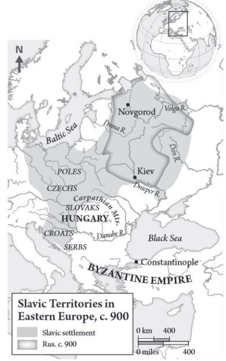   Which mountain range frames the southeast portion of Slavic settlement? A)  Carpathian B)  Balkan C)  Apennine D)  Pyrenean