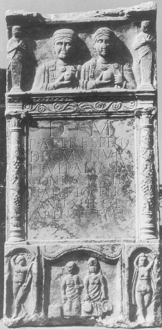   What Roman cultural reality can be seen in this tombstone? A)  The habit of blending local with foreign influences to create a hybrid B)  The denigration of women in public art C)  The emphasis on strictly Roman styles throughout the empire D)  The excessive illiteracy rates among conquered peoples