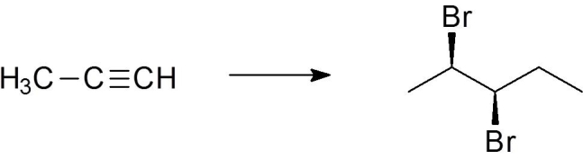 Which of the following sets of reactions accomplish the synthesis shown below?   A)  1. NaNH<sub>2</sub> 2. CH<sub>3</sub>CH<sub>2</sub>CH<sub>2</sub>Br 3. Na/NH<sub>3(liq) </sub> 4. HBr B)  1. NaOH 2. CH<sub>3</sub>CH<sub>2</sub>Br 3. H<sub>2</sub>, Lindlar cat 4. Br<sub>2</sub>/H<sub>2</sub>O C)  1. NaNH<sub>2</sub> 2. CH<sub>3</sub>CH<sub>2</sub>I 3. H<sub>2</sub>, Lindlar cat 4. Br<sub>2</sub> D)  1. H<sub>2</sub>, Lindlar cat 2. NaNH<sub>2</sub> 3. CH<sub>3</sub>CH<sub>2</sub>Br 4. Br<sub>2</sub> E)  1. Na/NH<sub>3(liq) </sub> 2. NaNH<sub>2</sub> 3. CH<sub>3</sub>CH<sub>2</sub>I 4. HBr
