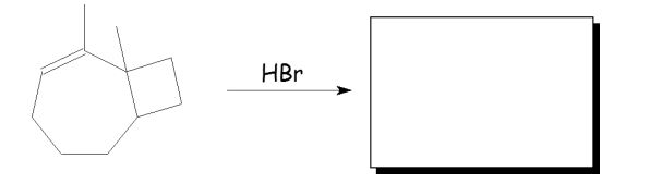Assuming that a single carbocation rearrangement occurs, which of the following molecules is the major product of this reaction?   A)    B)    C)    D)    E)   