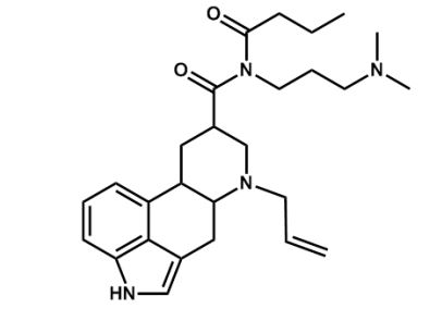 How many asymmetric carbon centers are found in cabergoline, a drug used to treat Parkinson's disease?   A)  1 B)  2 C)  3 D)  4 E)  5
