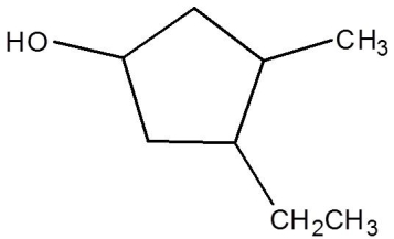 Choose the best name for the following compound.   A)  1-ethyl-2-methylcyclopentanol B)  1-ethyl-2-methyl-3-cyclopentanol C)  3-methyl-4-ethylcyclopentanol D)  4-ethyl-3-methylcyclopentanol E)  3-ethyl-4-methylcyclopentanol