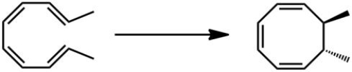 The following electrocyclic reaction must be ____________.   A)  thermal, disrotatory B)  thermal, conrotatory C)  photochemical, disrotatory D)  photochemical, conrotatory E)  B and D