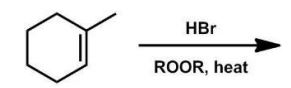 How many isomers are formed in the radical addition of HBr to 1-methylcyclohexene?   A)  1 B)  2 C)  3 D)  4 E)  6 Two new asymmetric centers are created in the product.