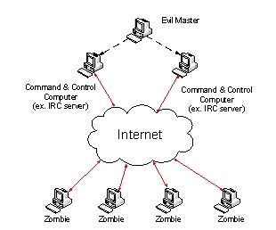 The following figure depicts the general structure of the ________   A)  trojan network B)  worm network C)  spam network D)  botnet E)  darknet