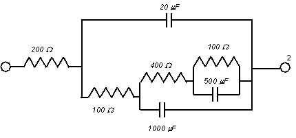  An impedance spectrum of an electrochemical system can be modeled using the following circuit. Then , R<sub>t</sub> = _________  \Omega  and R<sub>p</sub> = ________  \Omega     