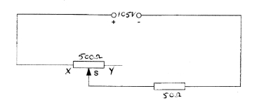 For the circuit shown in Figure RT2.3, calculate the current flowing in the 50 <font face=symbol></font> load and the voltage drop across the load when (a) XS is 3/5 of XY (b) point S coincides with point Y Figure RT2.3