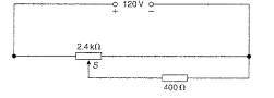 In the circuit shown in Figure RT2.2, the slider S is at the half-way point. Figure RT2.2 (a) Calculate the p.d. across and the current flowing in the 400 <font face=symbol></font> load resistor. (b) Is the circuit a potentiometer or a rheostat?