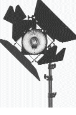 Which of the lighting instruments above is using a flag? (circle the correct letter)  A)    B)    C)   