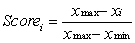 <strong>For selection of a site for nuclear waste disposal using MCA, we use the proximity to highly populated areas as one of the criteria. The proximity is measured in terms of distance. Suppose x<sub>min</sub> is the shortest distance from the proposed disposal sites to the highly populated areas in the study area, x<sub>max</sub> is the longest distance from the proposed disposal sites to the highly populated areas, and x<sub>i</sub> is the shortest distance from the proposed disposal site i to the highly populated areas. Using the score range procedure, which of the following equations should you use to standardise the criterion scores?</strong> A) B) C) D)