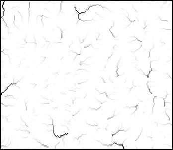 <strong>In the following flow accumulation map derived from the above DEM, ridge lines can be formed by linking locations with a flow accumulation value of </strong> A) 1129 B) 1000 C) 100 D) 0