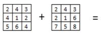 <strong>Addition of two rasters: </strong> A) 31 + 38 B) C) D)